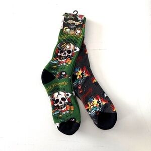 Ed Hardy.
Men's Ed Hardy Socks Cushioned Crew Logo 2 pack Skull